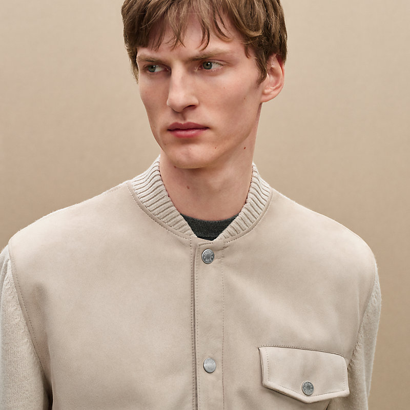Blouson boutonné «&nbsp;devant cuir&nbsp;»