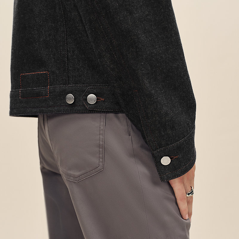 Blouson droit détails cuir