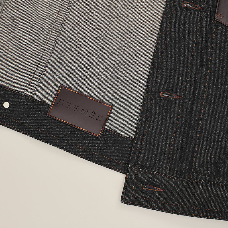 Blouson droit détails cuir