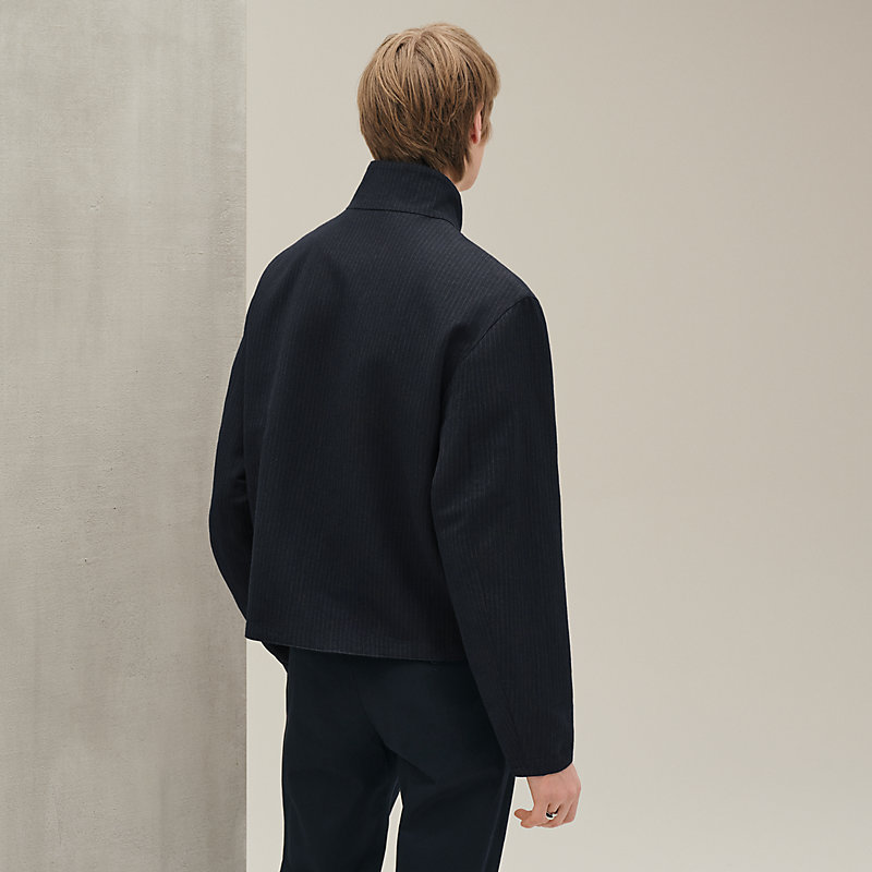 Costume homme croisée bleu marine rayures fines stretch
