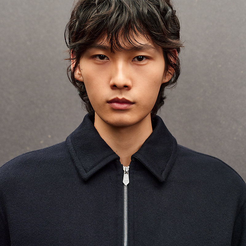 Blouson droit zippé détails cuir, Vue: , vue 4 sur 7