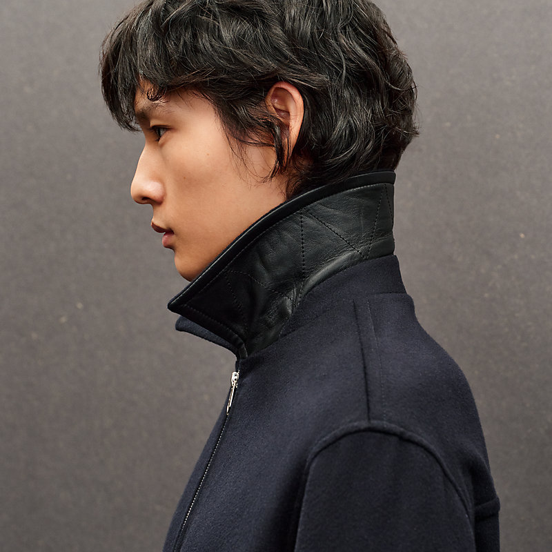 Blouson droit zippé détails cuir, Vue: , vue 6 sur 7