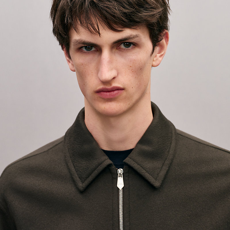 Blouson droit zippé détails cuir, Vue: , vue 4 sur 7