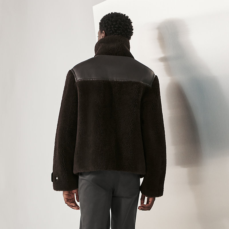 Blouson duffle-coat peau lainée | Hermès Canada