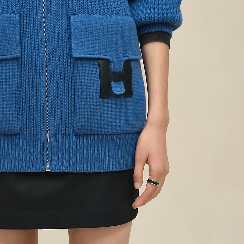 Blouson mit Lederdetails