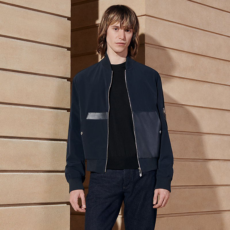 Blouson mit Rippelementen und Lederdetails | Hermès Deutschland