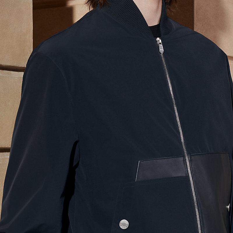 Blouson mit Rippelementen und Lederdetails | Hermès Deutschland