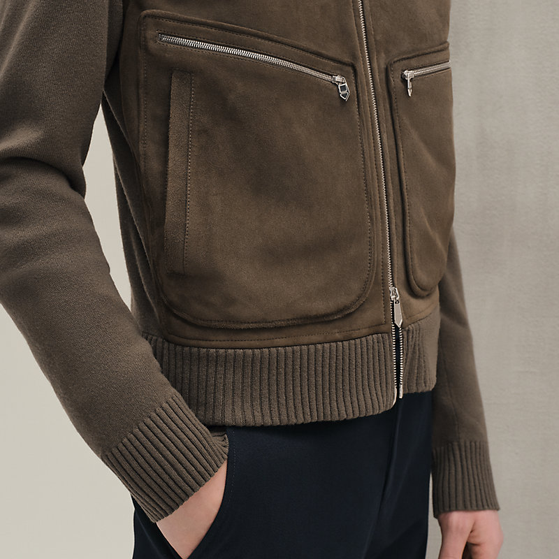 Blouson zippé «&nbsp;devant cuir&nbsp;»
