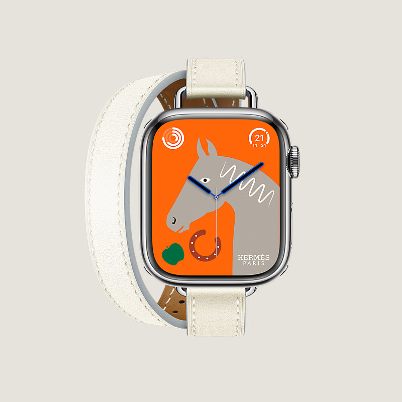 Boîtier Series 8 & Bracelet Apple Watch Hermès Double Tour 41&nbsp;mm Attelage
