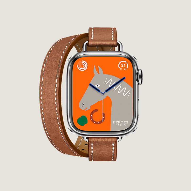 Boîtier Series 8 & Bracelet Apple Watch Hermès Double Tour 41&nbsp;mm Attelage