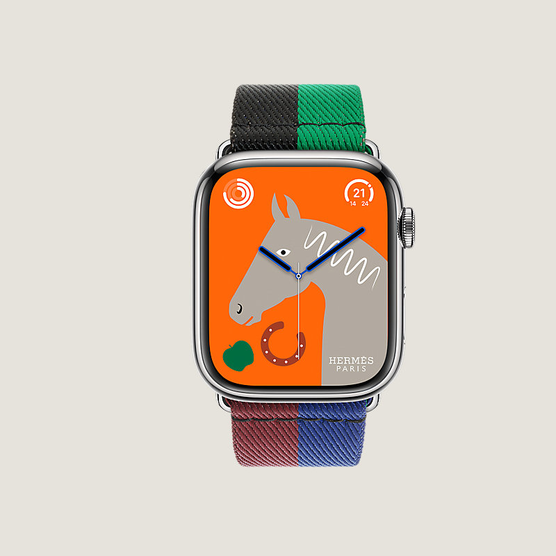 Boîtier Series 8 & Bracelet Apple Watch Hermès Simple Tour 45&nbsp;mm Casaque