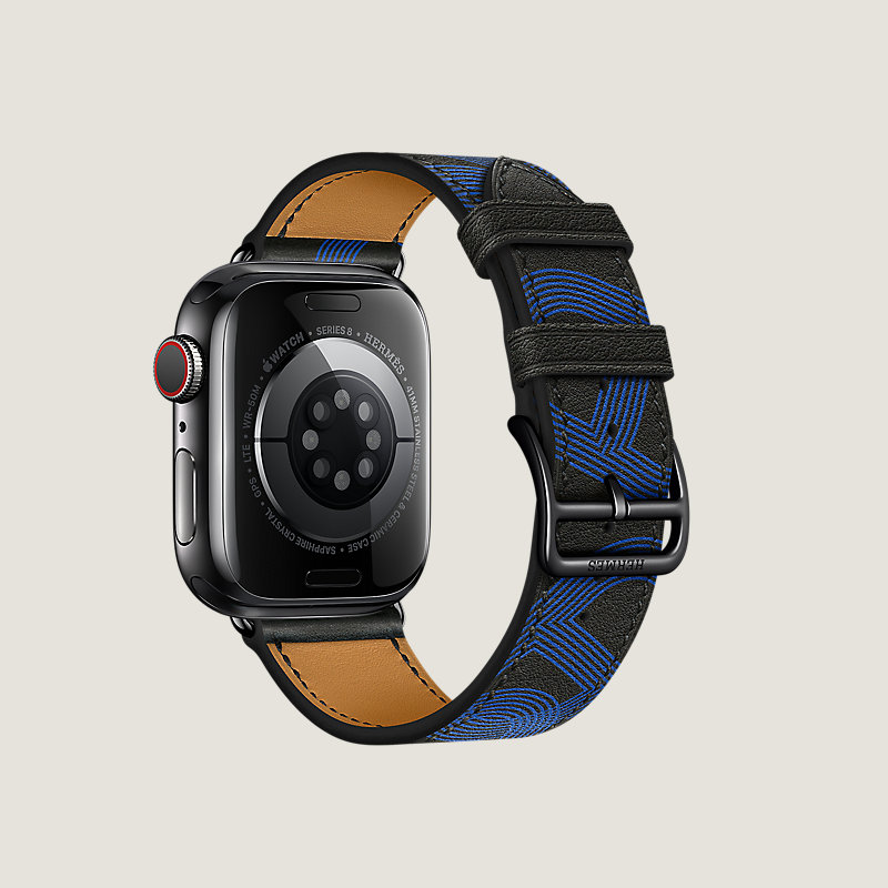 Boîtier Series 8 Noir Sidéral & Bracelet Apple Watch Hermès Simple Tour 41&nbsp;mm