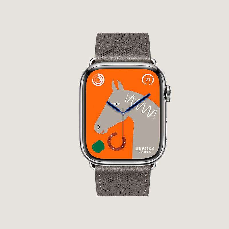Boîtier Series 8_ test Flows & Bracelet Apple Watch Hermès Simple Tour 45 mm H Diagonal