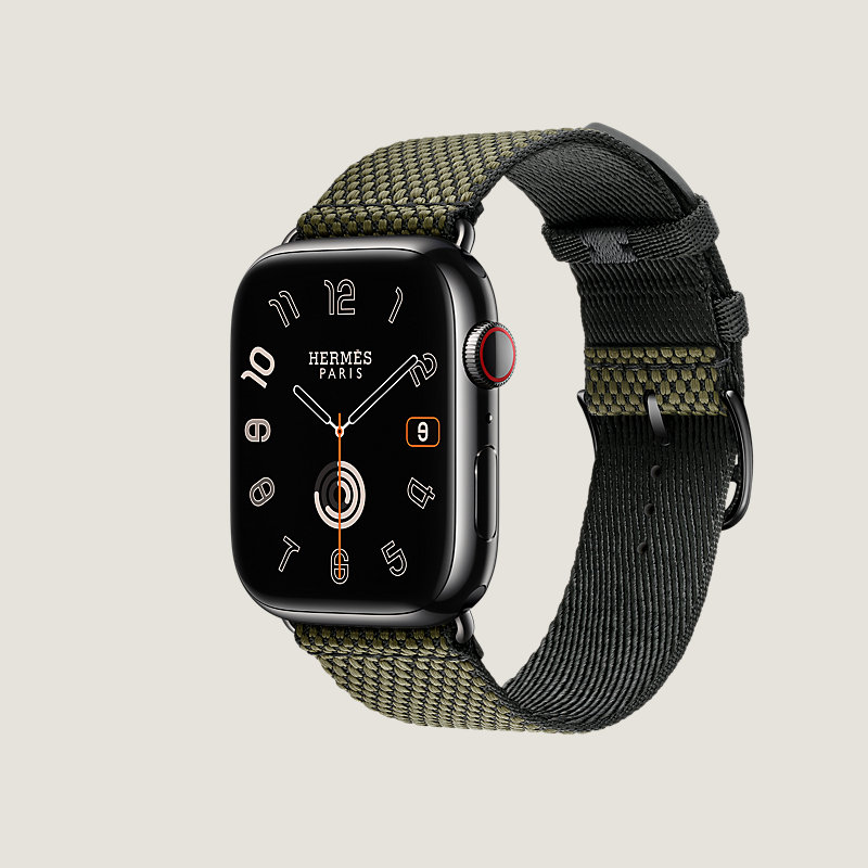 Boîtier Series 9 Noir Sidéral & Bracelet Apple Watch Hermès Simple