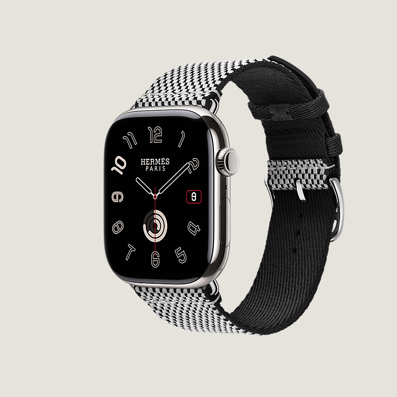 Boîtier Series 10 & Bracelet Apple Watch Hermès Simple Tour 46 mm Toile H