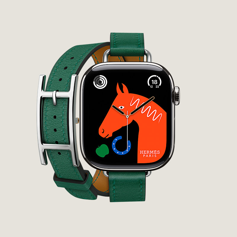 Boîtier Series&nbsp;11 & Bracelet Apple Watch Hermès Double Tour 42&nbsp;mm Hapi Attelage