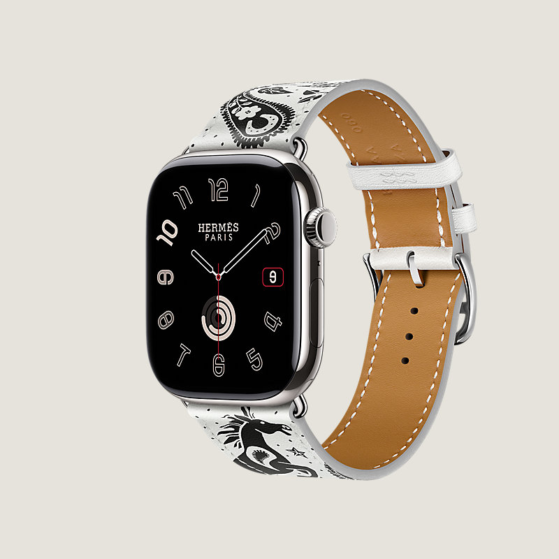 Boîtier Series&nbsp;11 & Bracelet Apple Watch Hermès Simple Tour 46&nbsp;mm Animaux Bandana