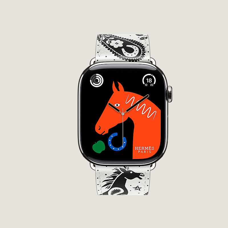 Boîtier Series&nbsp;11 & Bracelet Apple Watch Hermès Simple Tour 46&nbsp;mm Animaux Bandana