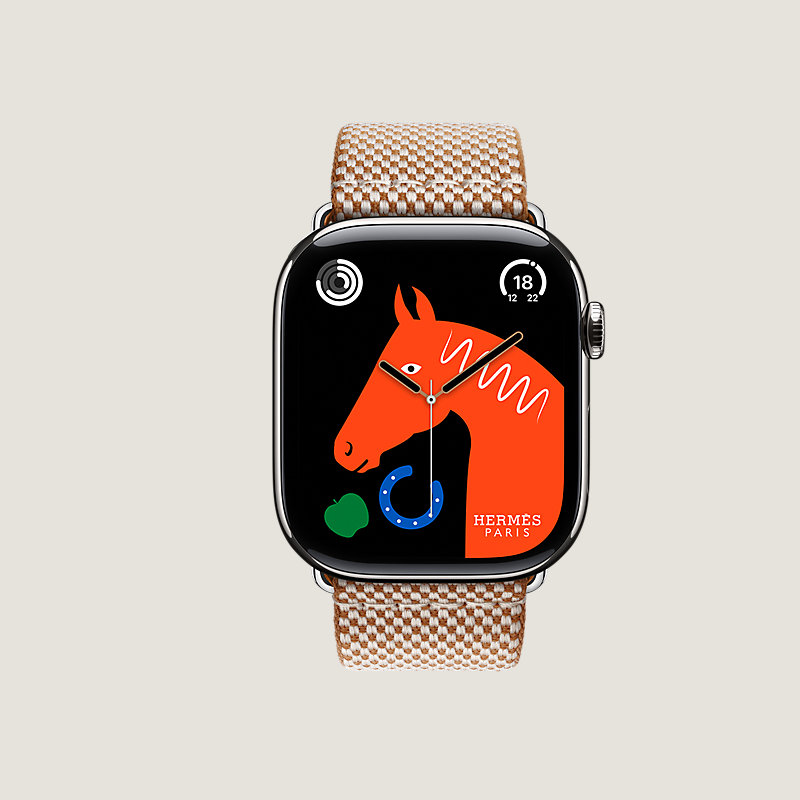 Boîtier Series&nbsp;11 & Bracelet Apple Watch Hermès Simple Tour 46&nbsp;mm Toile H
