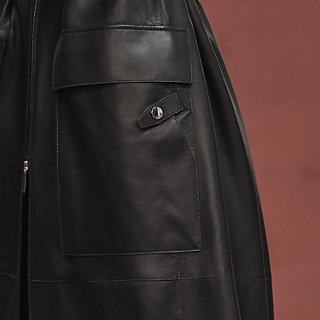 ジャケット・アウター HERMES 2021SS WITH LEATHER H POCKETS Hooded jacket with leather details - Blue - 46 | Hermès