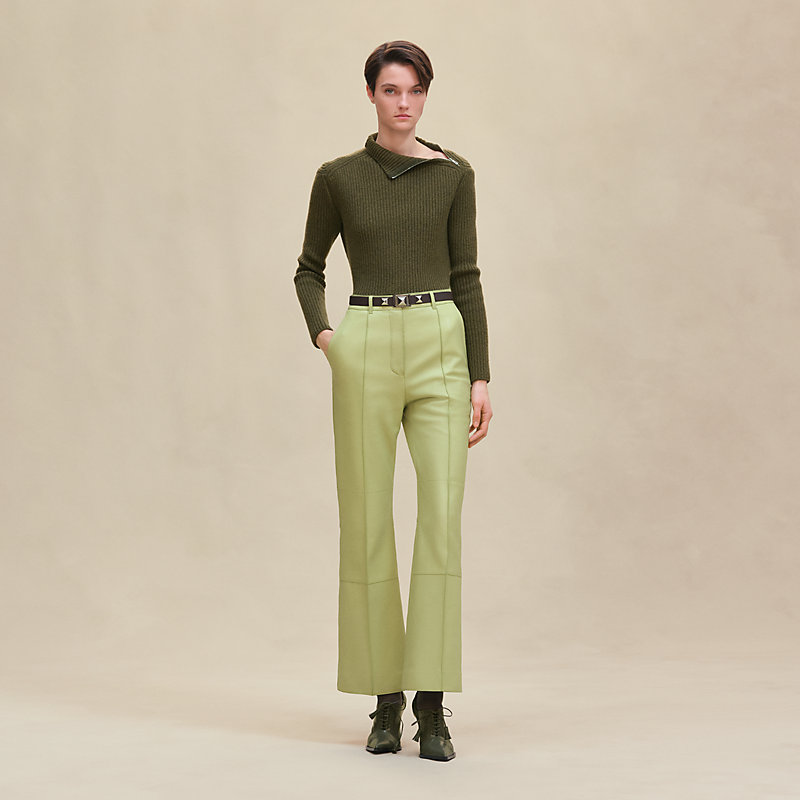 ◆ojos◆ ie Fluid Bootcut Pant 01 Khaki 24HSi:e-PT01-KK Kenar Pants Womens 8 Cream Embellished Mid Rise Bootcut