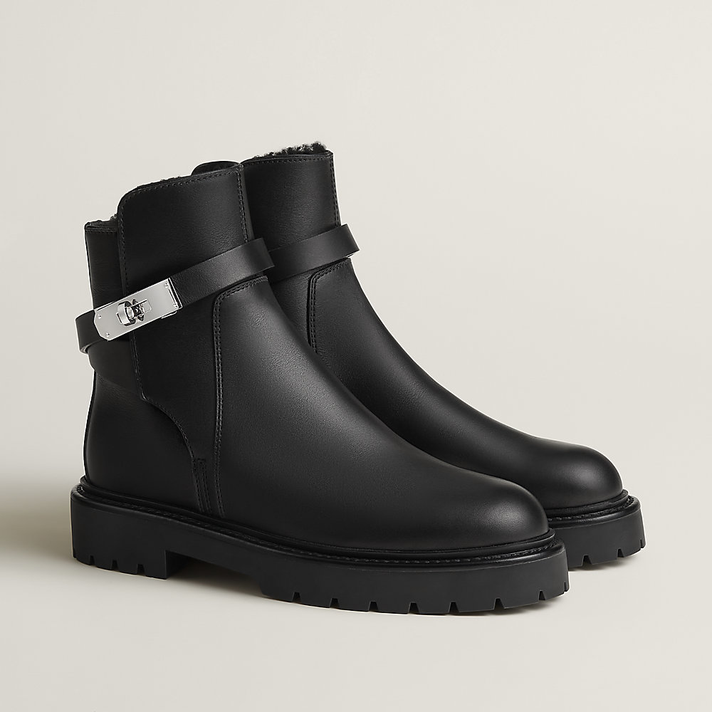 Bottines Hermès Jerry En Cuir Noir - Taille 41,5 IT - Occasion Très Bon état