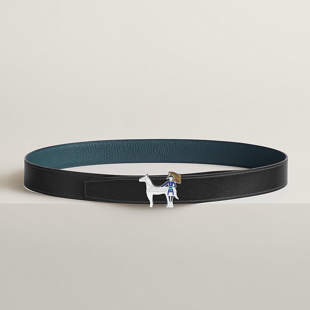 Ceinture Réversible Cuir Autruche Jaune 32mm - Sans Boucle, Fait Main, Neuf étiqueté