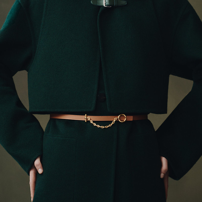 Boucle de ceinture Carrousel & Cuir de ceinture réversible Hermès sur Mer 13&nbsp;mm