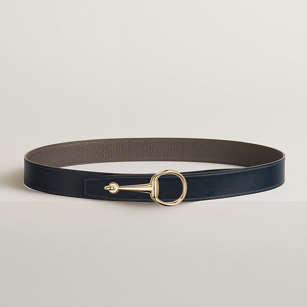 Ceinture Réversible En Cuir Véritable 32mm Compatible Boucle Hermès - Vert Cyprès/Noir Fait Main - Taille 95