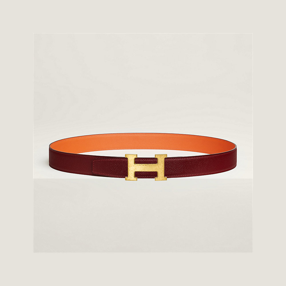 Ceinture Hermes H Boucle Martelée Argent - Noir/marron, Cuir, Taille L 38mmx95cm, Occasion Très Bon état
