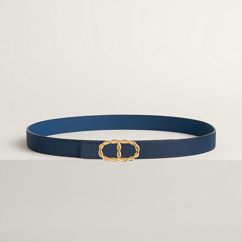 Boucle de ceinture Maillon Torsade & Cuir de ceinture réversible 24 mm