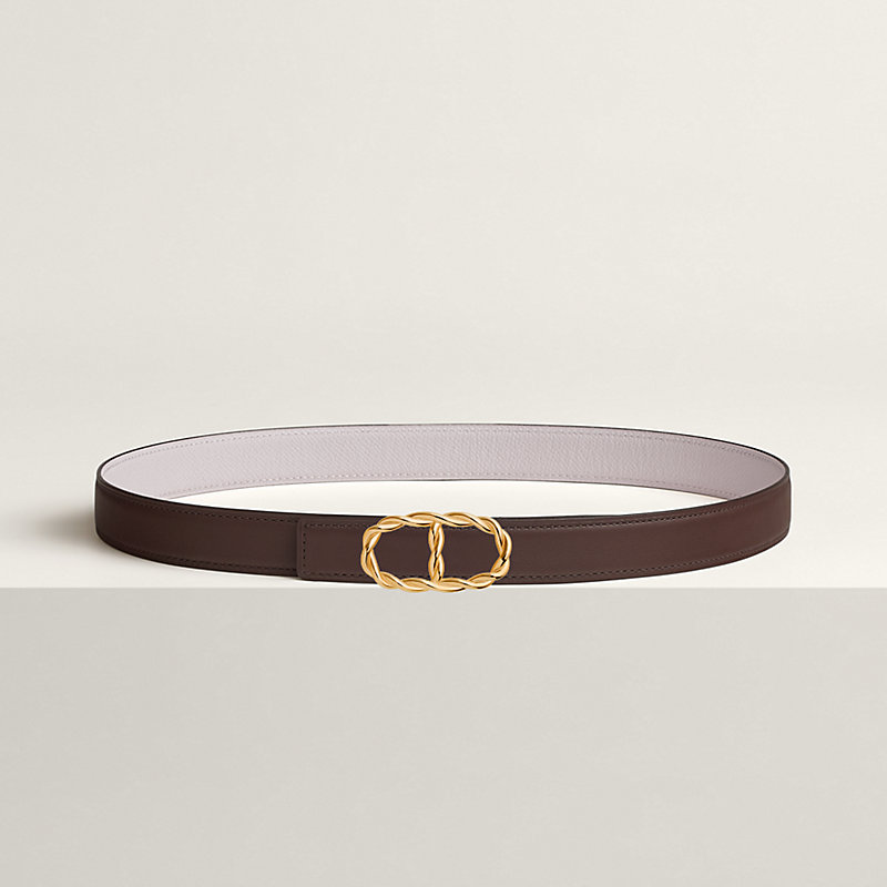 Boucle de ceinture Maillon Torsade & Cuir de ceinture réversible 24 mm