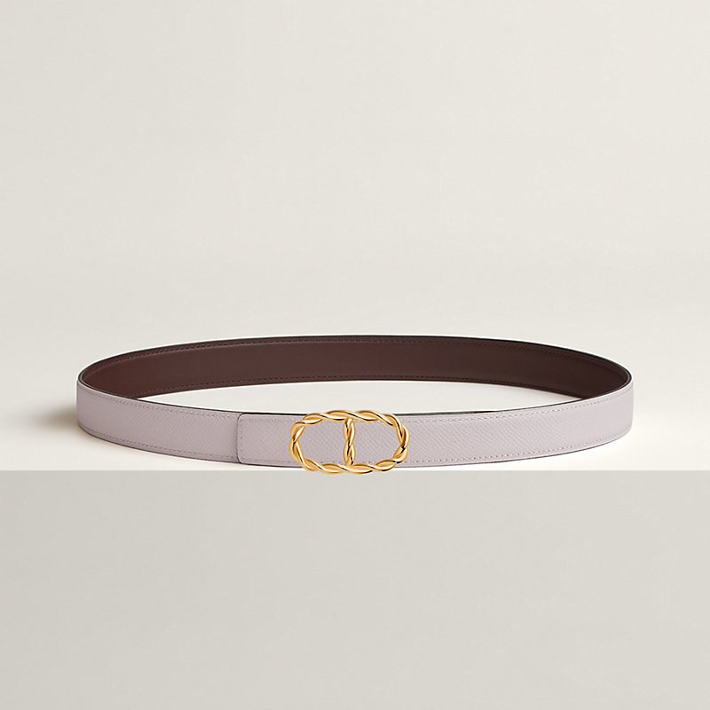Boucle de ceinture Maillon Torsade & Cuir de ceinture réversible 24 mm