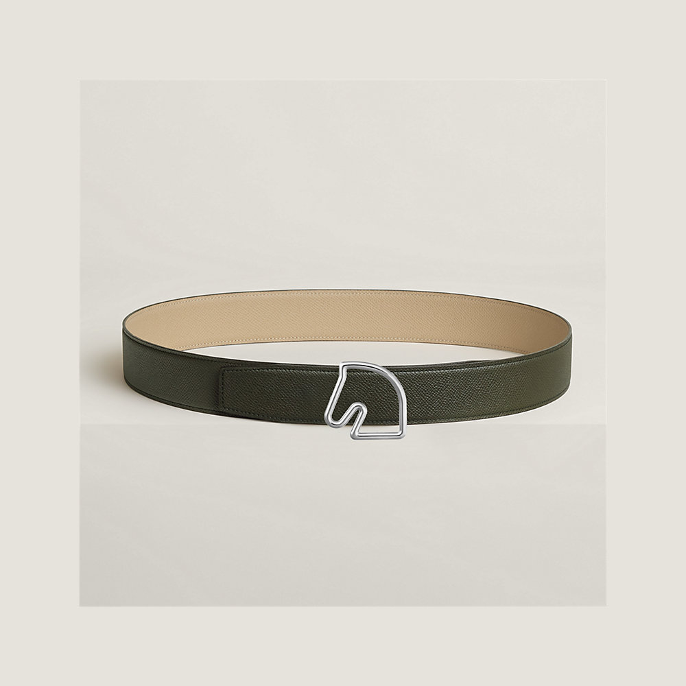 Ceinture HERMès Réversible Noir/marron - Boucle Cheval Vintage - Boîte Incluse