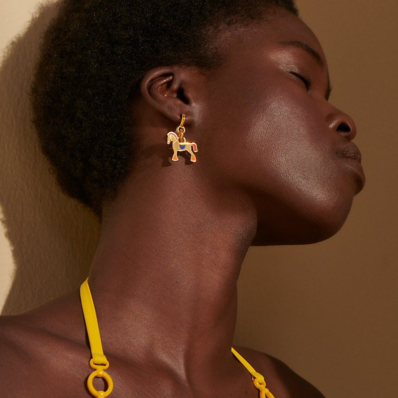 Boucles D'oreilles Pendantes Cheval Monnaie Antique Or - Acier Inoxydable Doré - Neuf Avec étiquettes
