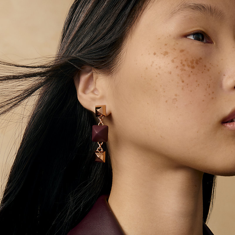 Boucles d'oreilles Disco Faubourg - Rouge | Hermès Belgique