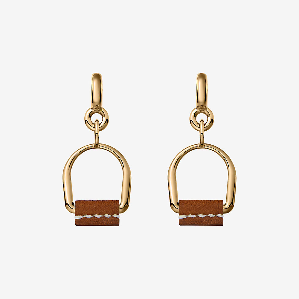 Boucles d'oreilles Héritage Equestre Etrier, petit modèle | Hermès France