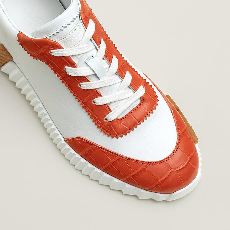 24AW【HERMES】Bouncing sneaker ブラン/オレンジ ナカラット Hermes Men's Beige Mesh Bouncing 44 Sneaker Shoes – MAISON