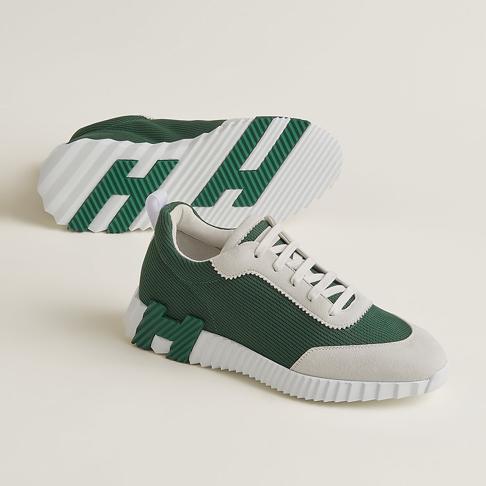 BOUNCING SNEAKER IN WHITE CALFSKIN AND FABRIC