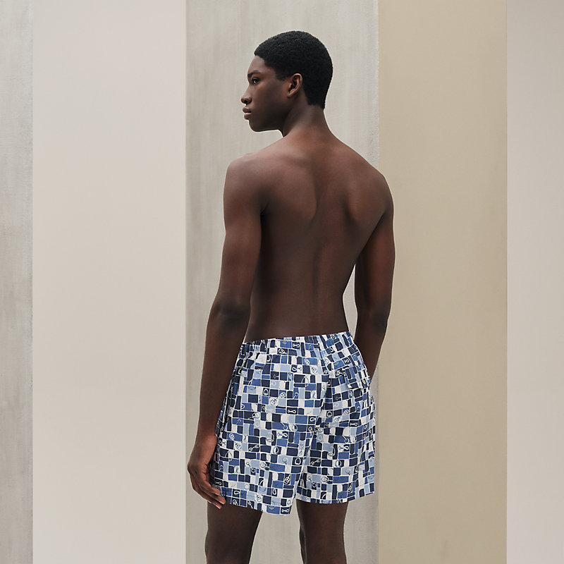 Boxershorts-Badehose "Mosaïque Equestre"