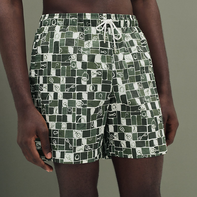 Boxershorts-Badehose "Mosaïque Equestre"