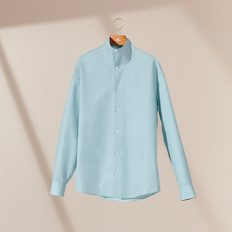 Boxy fit shirt with high collar | Hermès Australia