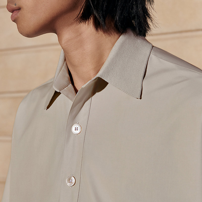 Boxy fit shirt with knit collar | Hermès USA
