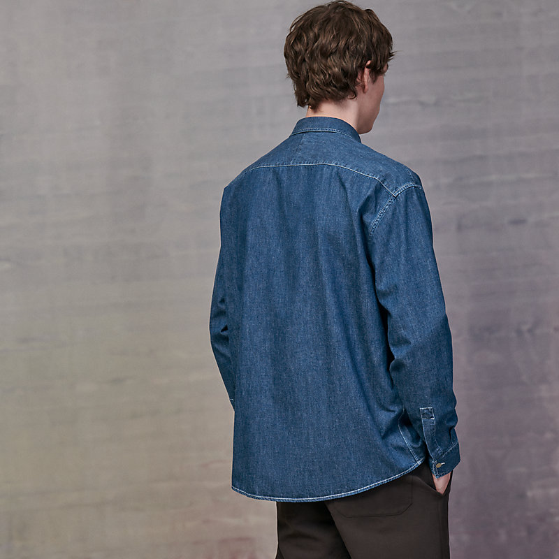 Boxy fit shirt with maxi pocket | Hermès Singapore
