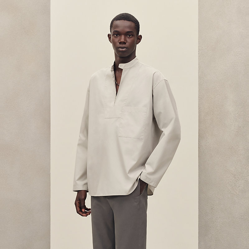 Boxy fit shirt with vareuse collar | Hermès Macau SAR