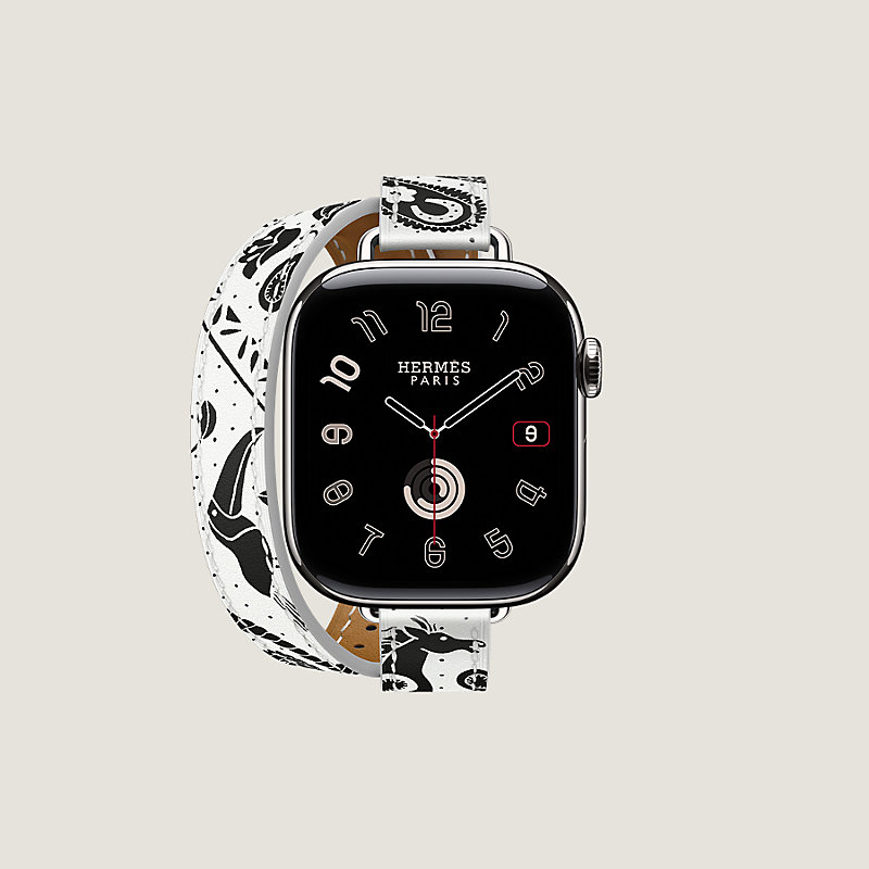 Bracelet Apple Watch Hermès Double Tour 42&nbsp;mm Attelage Animaux Bandana