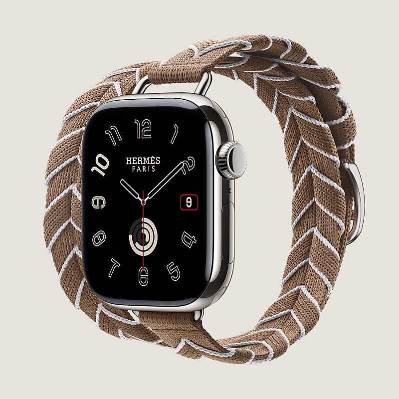 Bracelet Apple Watch Hermès Double Tour 42&nbsp;mm Bridon Liseré Attelage
