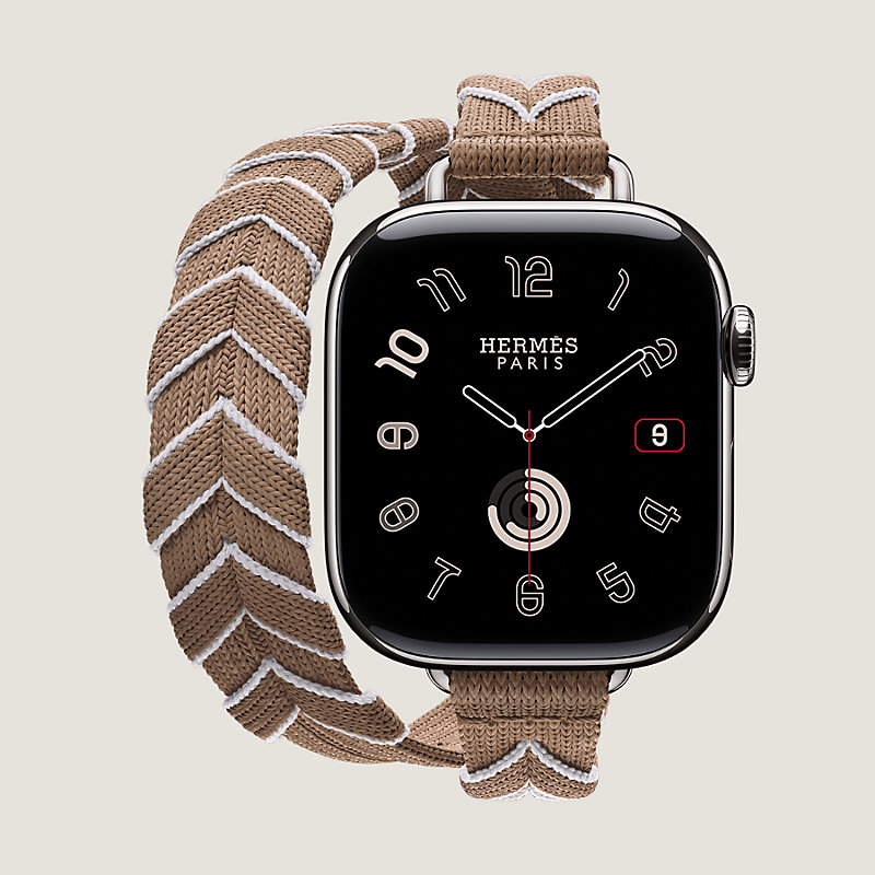 Bracelet Apple Watch Hermès Double Tour 42&nbsp;mm Bridon Liseré Attelage