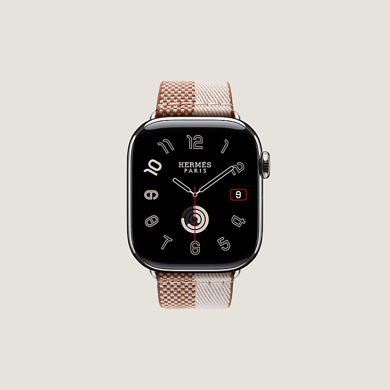 Bracelet Apple Watch Hermès Simple Tour 42&nbsp;mm Toile H Double Jeu