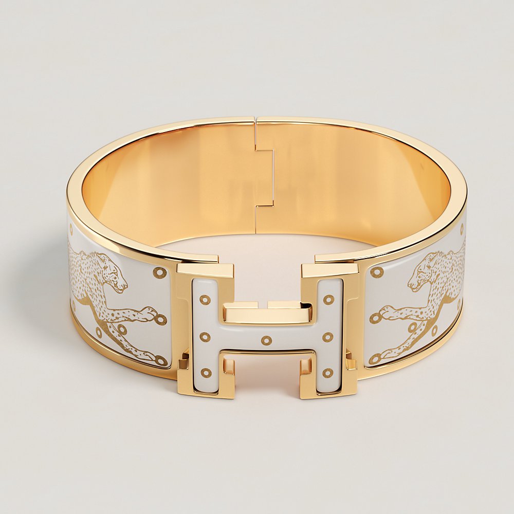 Bracelet Clic Clac H guépards- Gris | Hermès France